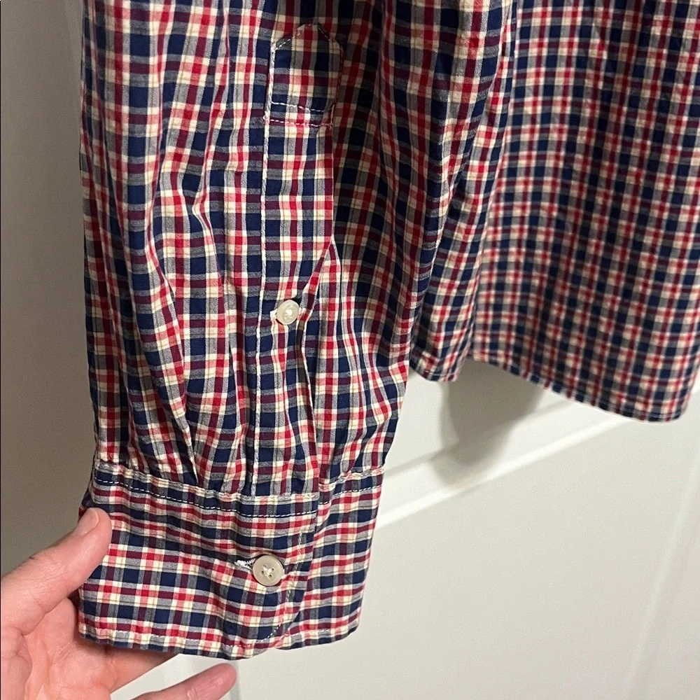J. Crew Secret Wash Cotton Poplin Shirt in Check Sz Large